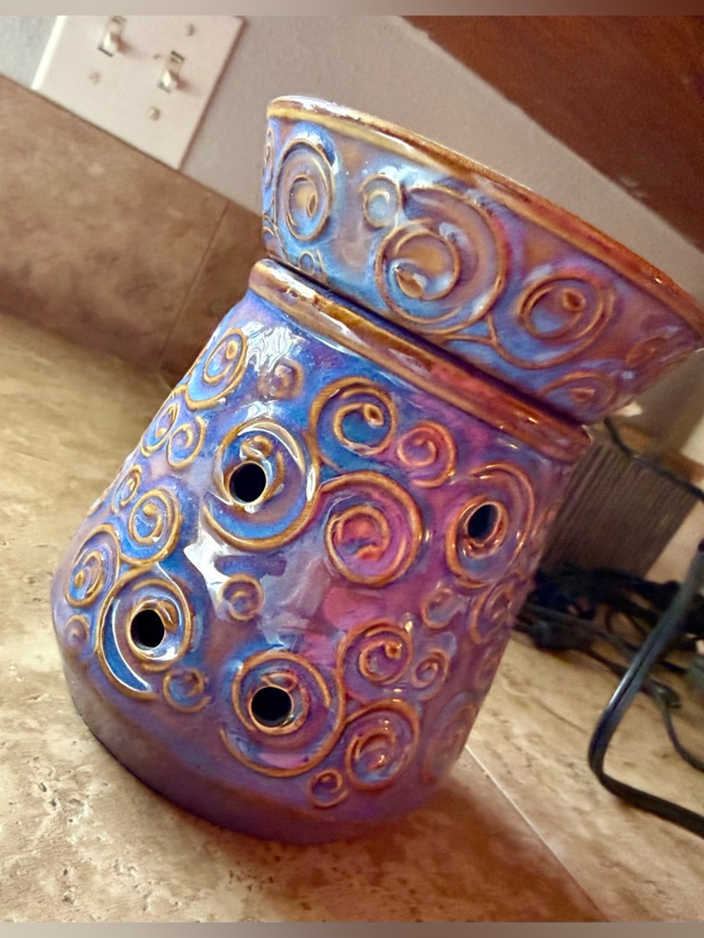 Scentsy Blue Purple Swirl Ceramic Warmer